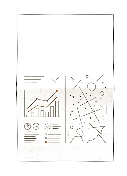 よどみなく差し出された一枚の答えの紙の、文字の下に、裏付けのある部分とない部分が透けて見えている様子